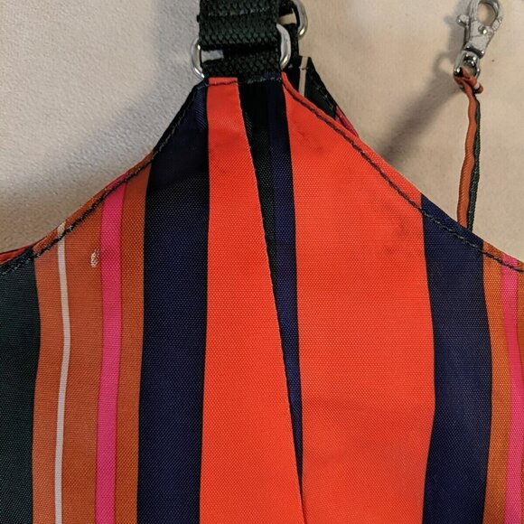 Kipling Striped Muticolor Shoulder Tote Bag Orange Green Large Canvas Straps - Picture 15 of 16